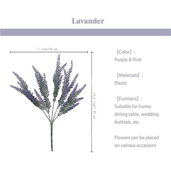 8 Bundles Artificial Lavender Flowers Artificial Flowers and Plants UV Resistant - Picture 6 of 6